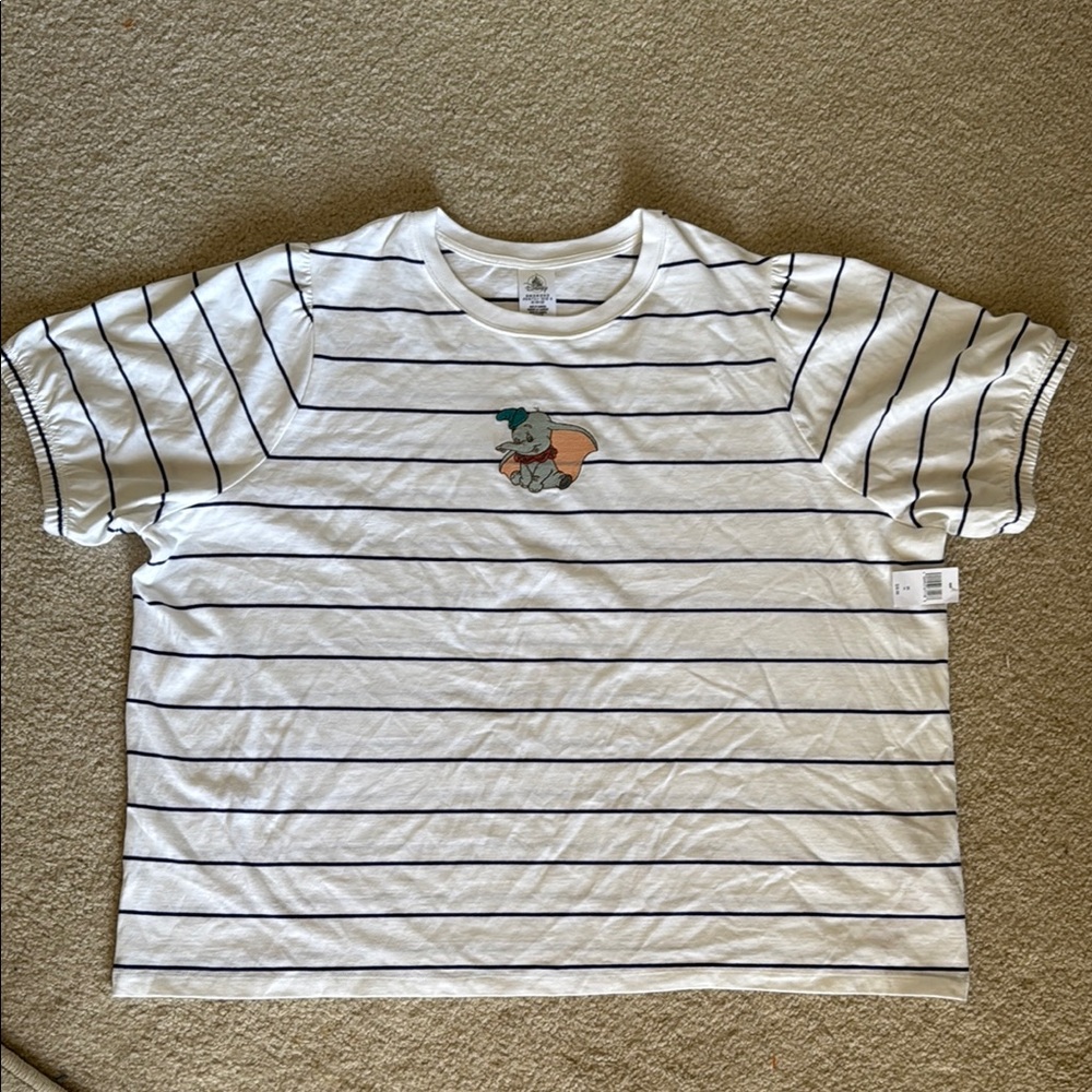 Striped White and Navy Blue women’s 2X Dumbo Shirt
